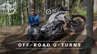 Power + gravity u-turn on an offroad trail