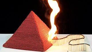 Experiment fire dominoover 10000 matches pyramid amazing chain reaction