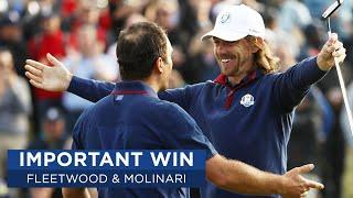 Fleetwood & Molinari Win Last Three Holes vs Woods & Reed  2018 Ryder Cup