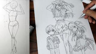 Ai Hoshino With Aqua And Ruby Hoshino Drawing Tutorial  Full Anatomy  Eng sub