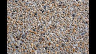 セメントと砂利を使った「洗い出し」施工；コンクリートの土間などに。The beautiful gravel path using cement by Japanese crafts men.