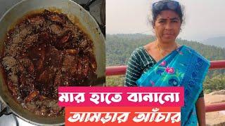 মায়ের হাতে তৈরি টক ঝাল মিষ্টি আমড়ার আঁচার  Amrar Achar Recipe Bengali  Crazy Sourav