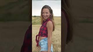 Bonus Beautiful french girl Sandra in the wheat fields with red shirt and cute smile