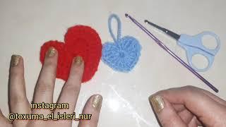 Tığ işi kalp tarifi  urek nece toxunur  how to make easy heart pattern