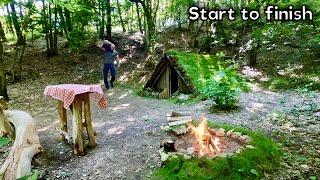 Alone Built a DUGOUT in the Forest from Start to Finish