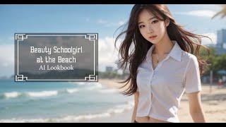 AI Lookbook Beauty Schoolgirl at the Beach