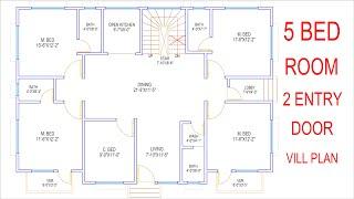 HOUSE PLAN DESIGN  EP 306  1500 SQUARE FEET 5 BEDROOMS HOUSE PLAN  LAYOUT PLAN