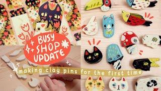  Shop Update Product Prep  making prints bookmarks memo pads + clay pins  studio vlog 