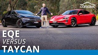 2023 Porsche Taycan GTS v Mercedes-AMG EQE 53 Comparison  German electric sports sedan shootout