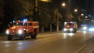 Soviet air horns & siren 3x Fire trucks responding to fire code 3