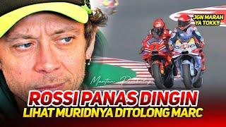 VALENTINO ROSSI PANASSAAT MELIHAT AKSI MARC MARQUEZ MENOLONG FRANCESCO BAGNAIA DI GP MANDALIKA