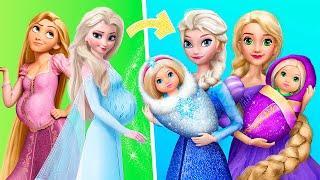 Elsa and Rapunzel with Kids  32 Disney Dolls DIYs