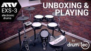 ATV EXS-3 compact electronic drum kit unboxing & playing by drum-tec