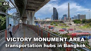【4K】Walking Around Victory Monument transportation hubs in Bangkok May 2021