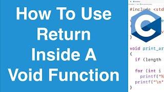 Return Statement In A Void Function  C Programming Tutorial