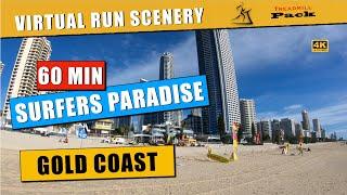 Virtual Run 60 min Surfers Paradise Gold Coast Australia  No Music  4K