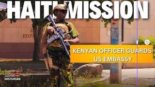 Kenyan police guards the US Embassy in Haiti