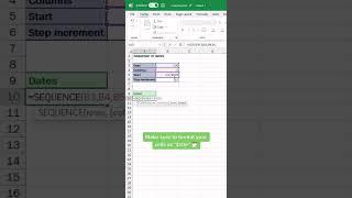 SEQUENCE function for dates in Excel 