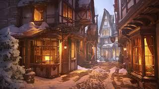 Winter Medieval Village  Relaxing Sounds of a Snowstorm with Howling Wind and Falling Snow