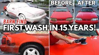 Abandoned BARN FIND 1992 Ford Mustang  First Wash In 15 Years   Car Detailing Restoration How To