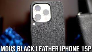 Mous Black Leather iPhone 15 Pro Case