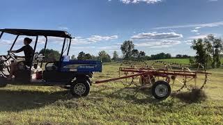 New Holland Rustler 120 Powerful How to Rake Hay uphill Diesel UTV Vintage Wheel Hay Rake Review