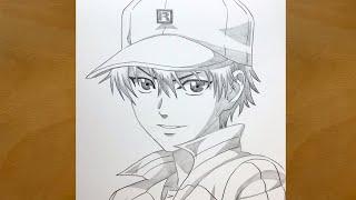 Anime sketch  how to draw Ryoma Echizen from The Prince of Tennis  step by step  draw anime