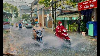 Heavy Rain Walk in Vietnam - Flooding in Da Nang City 4K