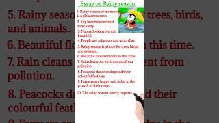 10 Lines on Rainy Season  Rainy Season Essay 10 Lines in English #rainyday #rainyseason#essayonrain