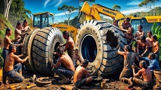 See How Komatsus WA470 Giant Tyre is Being Repaired The Indigenous way  So They Can Be Again Used