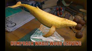 Wood Carved Humpback Whale Sculpture