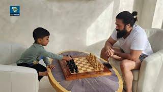 Yash son yatharv playing chess with his dad on fathers day  Yatharv Yash  Radhika Pandit