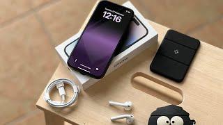 iPhone 14 Pro Unboxing Space Black 128GB First Impression + Accessories
