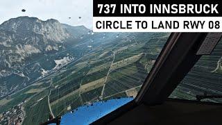 X-PLANE 11  Rainy TUI 737 landing in Innsbruck  B737-800NG  Circle to Land RWY 08  ORBX Scenery