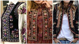 Latest Trendy Designer Embroidered Jackets Designs Collection Embroidery Patterns For Jackets