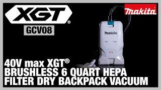 40V max XGT® Brushless Cordless 6 Quart HEPA Filter Dry Backpack Vacuum GCV08