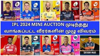 IPL 2024 Auction Tamil  Updated Squad of all teams  CSK MI RCB RR DC PBKS KKR SRH  IPL News Tamil