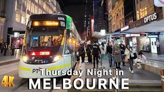 Strolling Around the City of Melbourne on Thursday Night Australia 4K Video