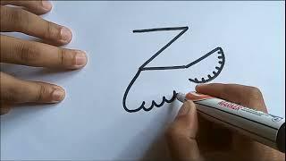 How to draw a chickenhen from letter Zeasy drawingM P Drawing tutorialdrawings for music songs