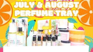 July & August Perfume TrayFruity Perfume TrayWhats On My Perfume TrayMonthly Perfume Tray