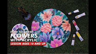 Drawing Flowers with Acrylic - ages 10 + Les Gambar Online short video.