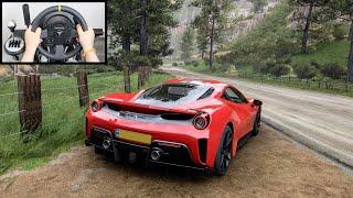 Ferrari 488 Pista - Forza Horizon 5 Steering Wheel + Paddle Shifter Gameplay