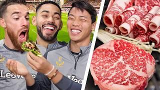 Wolves Players try Korean BBQ for the first time