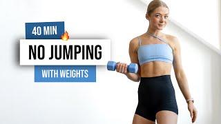 40 MIN FULL BODY No Jumping TONING Workout - With Weights - No Cardio Low Impact Home Workout