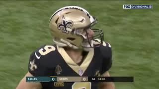 Drew Brees INTERCEPTION FIRST PLAY of the game to Cre’Von LeBlanc  Eagles vs Saints