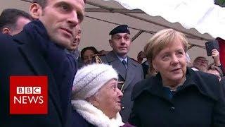 Old lady mistakes Chancellor Merkel for Macrons wife - BBC News