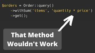 Eloquent withSum Extra Calculation SubSelect with Raw Query