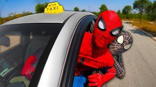 Spiderman is Taxi Driver  Venom is passenger and Deadpools car