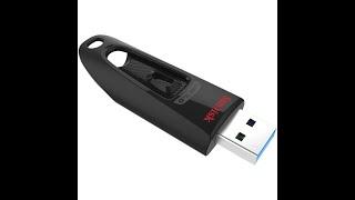 SanDisk Ultra SDCZ48 64GB USB 3.0 Flash Drive Black Unboxing and File Transfer Speed Test