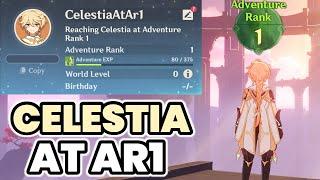 Breaking into Celestia at Adventure Rank 1 Genshin Impact